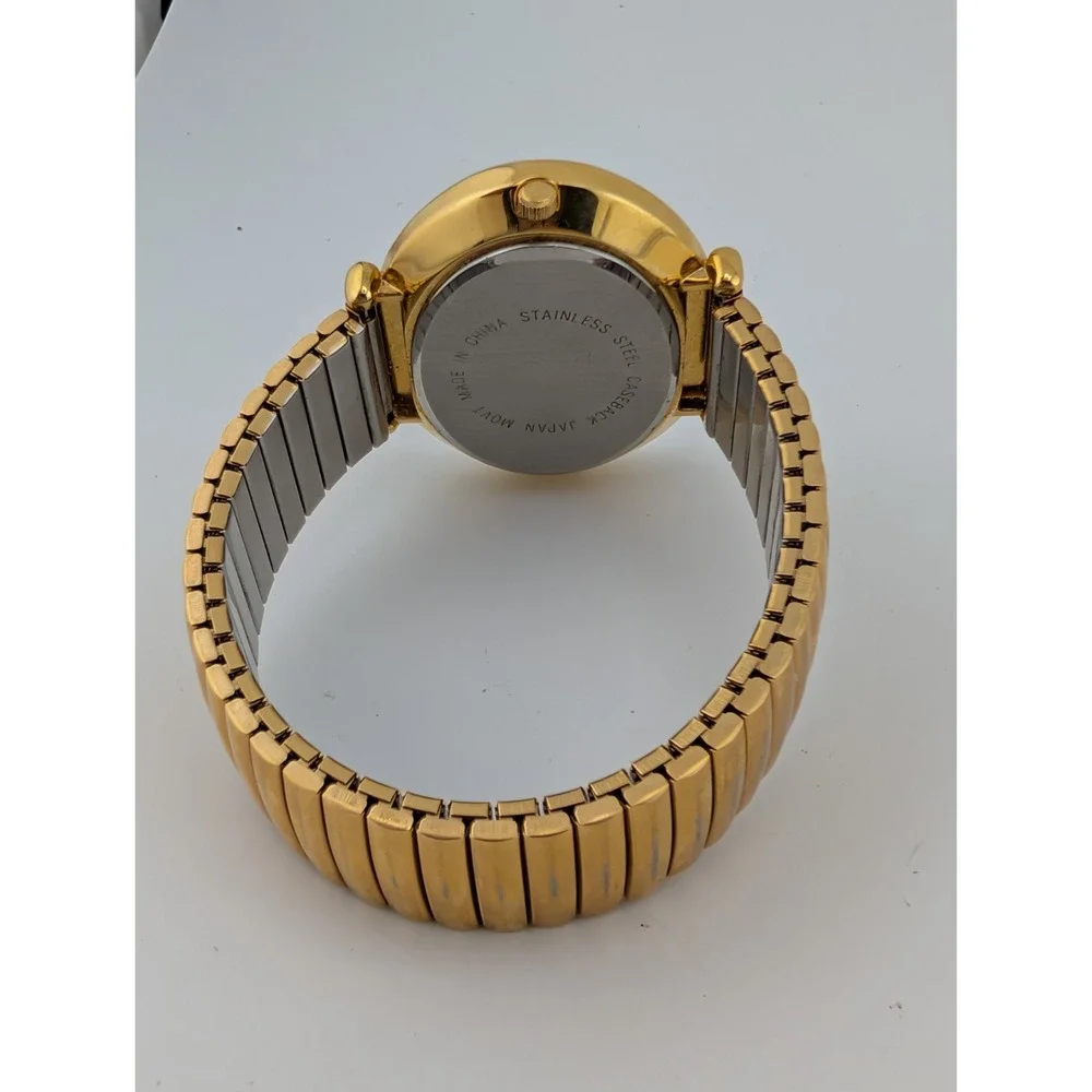 Vintage Alto Women's Watch 43mm Case Rhinestones Gold Stretch Band- New Battery